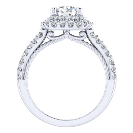 14K White Gold Gabriel BOWIE Engagement Ring Semi Mounting w/Diams=.79ctw SI2 G-H for a 1ct Round Center Stone (not included) Size 6.5 #ER11876R4W44JJ (S1411794)