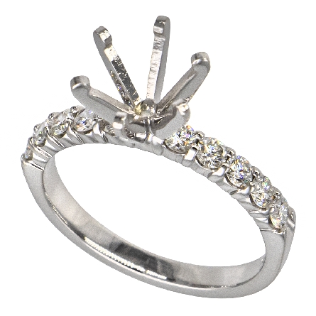 14K White Gold Shared Prong Engagement Ring Semi Mounting w/10Diams=.50ctw SI H-I Size 6.5 to fit 1.5ct Center Round Stone #ARPSOP