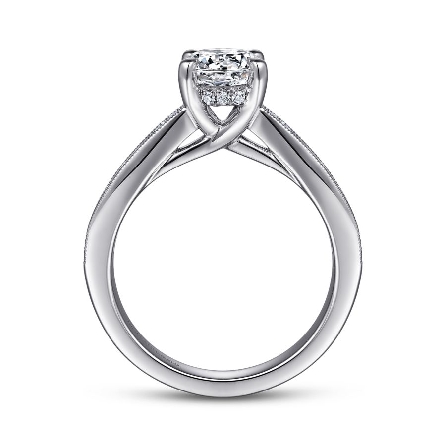 14K White Gold Gabriel IZA Engagement Ring Semi Mounting w/Baguette Diams=.27ctw VS2 G-H and Round Diams=.13ctw SI2 G-H for a 1ct Round Center Stone (not included) Size 6.5 #ER1578R4W44JJ (S1516802)