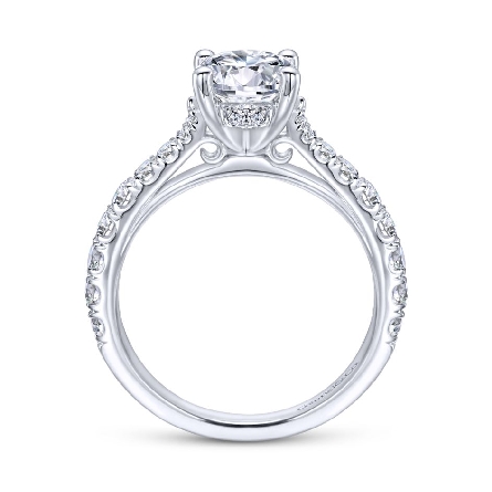 14K White Gold Gabriel AVERY Engagement Ring Semi Mounting w/Diams=.57ctw SI2 G-H for a 1ct Round Center Stone (not included) Size 6.5 #ER12292R4W44JJ (S1516776)
