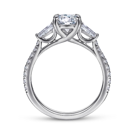 14K White Gold Gabriel TIERRA Engagement Ring Semi Mounting w/2Baguette Diams=.40ctw VS2 G-H and 16Round Diams=.21ctw SI2 G-H for a 1.5ct Round Center Stone (not included) Size 6.5 #ER14796R6W44JJ (S1516781)