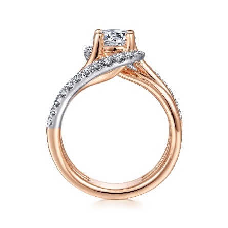 14K Rose and White Gold Gabriel ALZBETA Bypass Shank Engagement Ring Semi Mounting w/Diams=.43ctw SI2 G-H for a 1.5ct Round Center Stone (not included) Size 6.5 #ER15770R4T44JJ (S1518606)