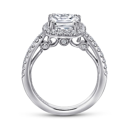 14K White Gold Gabriel CEIRA Cushion Halo Engagement Ring Semi Mouting w/Diams=.48ctw SI2 G-H for a 2ct Cushion Center Stone (not included) Size 6.5 #ER11352C8W44JJ (S1582128)