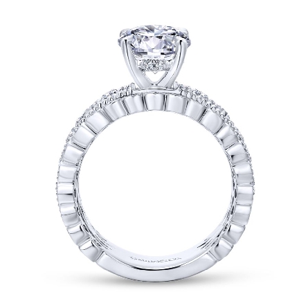 14K White Gold Gabriel LILITH Multi Row Engagement Ring Semi Mounting w/Diams=1.07ctw SI2 G-H for 1.5ct Round Center Stone (not included) Size 6.5 #ER12199R6W44JJ (S1568668)