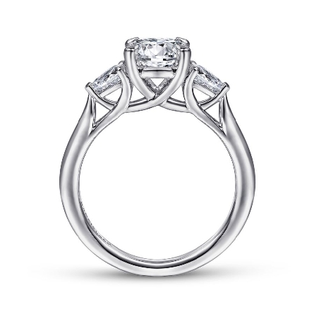 14K White Gold Gabriel SUNDAY Engagement Ring Three Stone Semi Mounting w/2Pear Shaped Diams=.37ctw SI2 G-H for a 1.5ct Round Center Stone (not included) Size 6.5 #ER14794R6W44JJ (S1568657)