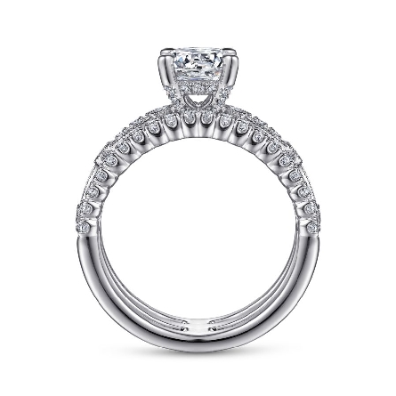 14K White Gold Gabriel GEMMA UnderHalo 3Row Engagement Ring Semi Mounting w/Diams=.60ctw SI2 G-H for a 1ct Round Center Stone (Not included) Size 6.5 #ER15538R4W44JJ (S1567157)