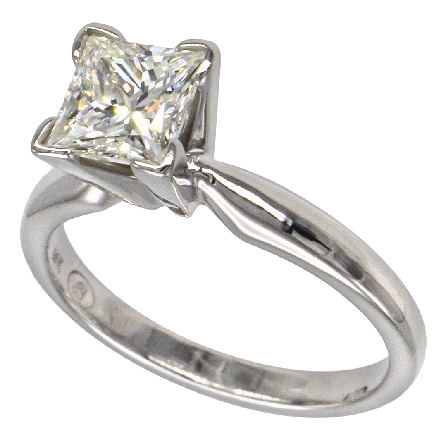 14K White Gold Solitaire Engagement Ring w/Princess Diam=1.11ct VS2 I GIA#14887636 Size 5.5