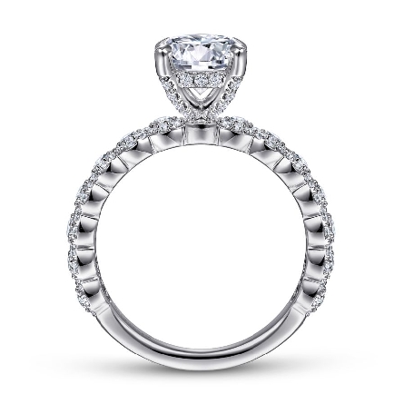 14K White Gold Gabriel LILLA Engagement Ring Mounting w/Diams=.89ctw SI2 G-H for a 1.5ct Round Center Stone (not included) Size 6.5 #ER15206R6W44JJ (S1636095)