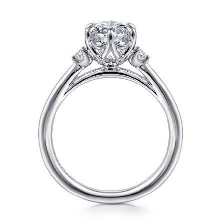 14K White Gold Gabriel BLAISE 3Stone Engagement Ring Mounting w/2Diams=.08ctw SI2 G-H for a 9x6mm Oval Center Stone (not included) Size 6.5 #ER16200O6W44JJ (S1636058)