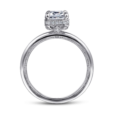 14K White Gold Gabriel CATALLINA Engagement Ring Mounting w/Diams=.18ctw SI2 G-H for a 7.5x5.5mm Emerald-Cut Center Stone (not included) Size 6.5 #ER16238E6W44JJ (S1636060)