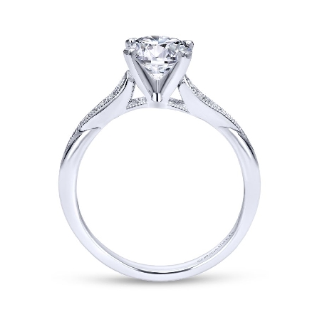 14K White Gold Gabriel RILEY Milgrain Pave 4Prong Engagement Ring Semi Mounting w/Diams=.09ctw SI2 G-H for a 1.25ct Round Center Stone (not included) Size 6.5 #ER11750R4W44JJ (S1636074)