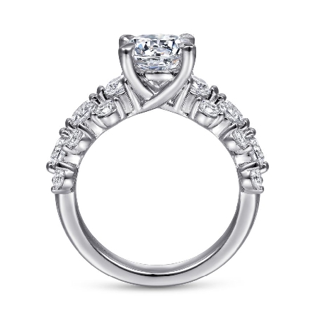 14K White Gold Gabriel ARTESIA 4Prong Engagement Ring Semi Mounting w/Diams=1.38ctw SI2 G-H for a 1.5ct Round Center Stone (not included) Size 6.5 #ER14732R6W44JJ (S1636099)