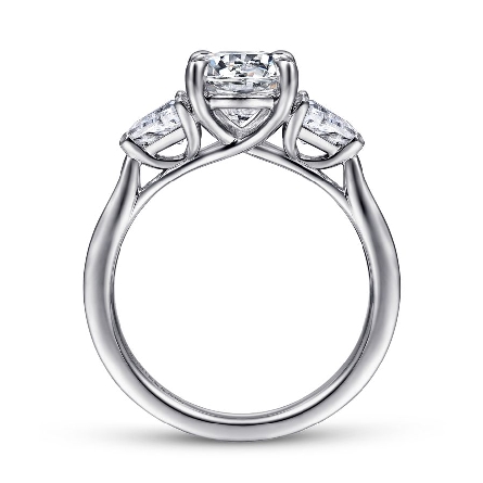 14K White Gold Gabriel MALONEY 4Prong 3Stone Engagement Ring Semi Mounting w/2 Trillion Diams=.42ctw VS2 G-H for a 1.5ct Round Center Stone (not included) Size 6.5 #ER14792R6W43JJ (S1636090)