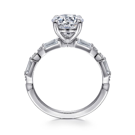 14K White Gold Gabriel DARIELLA 4Prong  Engagement Ring Semi Mounting w/Baguette Diams=.34ctw VS2 G-H and Diams=.03ctw for a 1.5ct Round Center Stone (not included) Size 6.5 #ER16148R6W44JJ (S1636055)