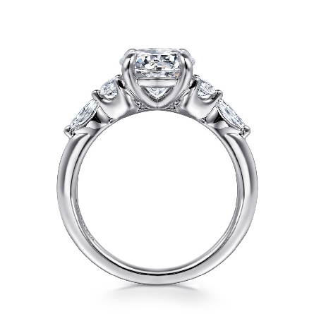 14K White Gold Gabriel CIAN 4Prong  Engagement Ring Semi Mounting w/Marquise Diams=.14ctw VS2 G-H and Diams=.20ctw SI2 G-H for a 1.5ct Round Center Stone (not included) Size 6.5 #ER16199R6W44JJ (S1636066)