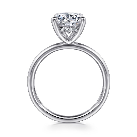 14K White Gold ELIA Solitaire 4Prong Hidden Halo Engagement Ring Semi Mounting w/Diams=.06ctw SI2 G-H for a 2ct Round Center Stone (not included) #ER15739R8W44JJ (S1636068)