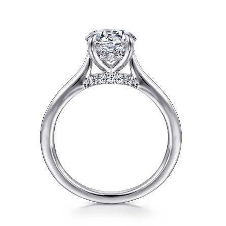 14K White Gold ERICKA Solitaire 4Prong Hidden Halo Engagement Ring Semi Mounting w/Diams=.11ctw SI2 G-H for a 1.5ct Round Center Stone (not included) #ER16339R6W44JJ (S1636054)