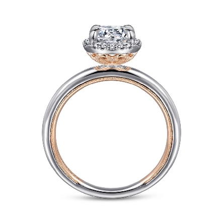 14K Rose and White Gold Gabriel AMELIE 4Prong Hidden Halo Engagement Ring Semi Mounting w/Diams=.10ctw SI2 G-H for 1.5ct Oval Center Stone (not included)  #ER16241O6T44JJ (S1636067)