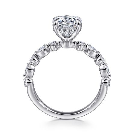 14K White Gold Gabriel LANNA 4Prong Hidden Halo Engagement Ring Semi Mounting w/Marquise Diams=.14ctw VS2 G-H and Diams=.15ctw SI2 G-H for 1.5ct Round Center Stone (not included)  #ER16233R6W44JJ (S1636063)