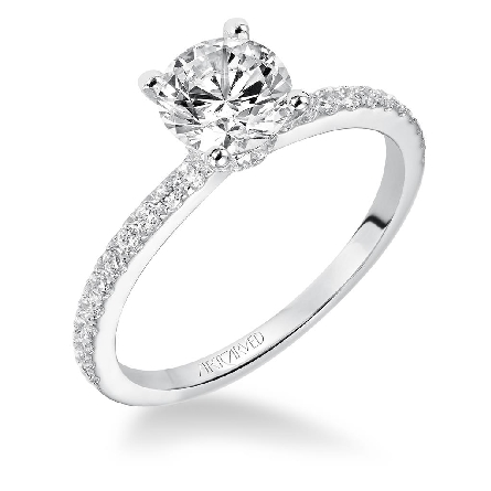 14K White Gold SYBIL ArtCarved Engagement Semi Mounting w/33Diams=.30ctw SI2 G-H for 1.25ct Round Center Stone (center stone not included) Size 6.5 #31-V544FRW