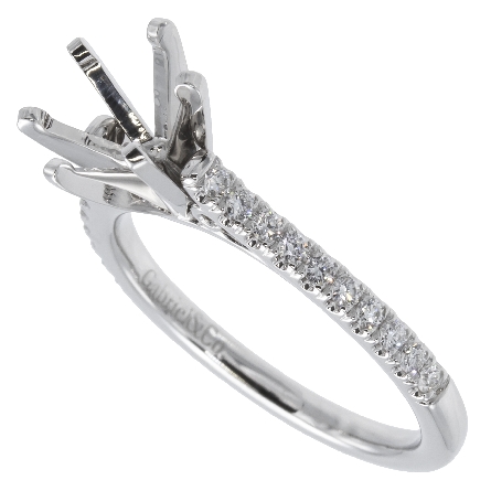 14K White Gold JOANNA Engagement Ring Semi Mounting w/Diams=.24ctw SI2 G-H for 1ct Round Center Stone 6Prong Head #ER7224W44JJ (S1747885)
