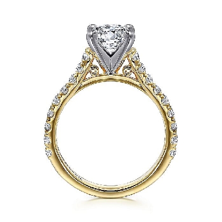 14K Yellow and White Gold Gabriel ERICA Engagement Ring Semi Mounting w/Diams=.54ctw SI2 G-H for a 1.5ct Round Center Stone (not included) Size 6.5 #ER7225R6M44JJ (S1754952)