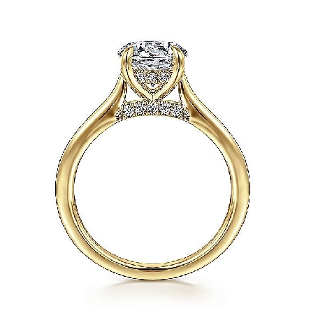 14K Yellow Gold Gabriel ERICKA Solitaire 4Prong Hidden Halo Engagement Ring Semi Mounting w/Diams=.12ctw SI2 G-H for a 1.5ct Round Center Stone (not included) #ER16339R6Y44JJ (S1754960)