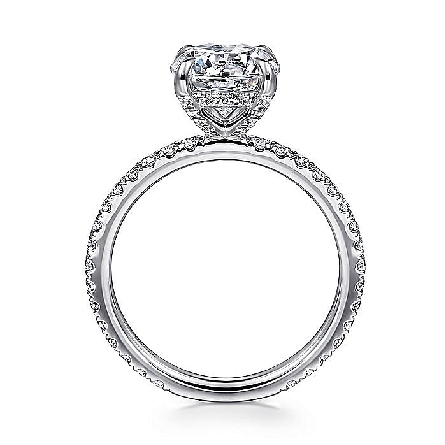 14K White Gold Gabriel ALISA 4Prong Hidden Halo Engagement Ring Semi Mounting w/Diams=.52ctw SI2 G-H for a 2ct Round Center Stone (not included) #ER16349R8W44JJ (S1754946)