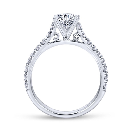 14K White Gold Gabriel ERICA Engagement Ring Semi Mounting w/Diams=.53ctw SI2 G-H for a 1ct Round Center Stone (not included) Size 6.5 #ER7225W44JJ (S1754958)
