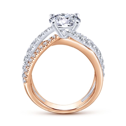 14K Rose and White Gold Gabriel ZAIRA Open Rows Engagement Ring Semi Mounting w/Diams=.78ctw SI2 G-H for 1.5ct Round Center Stone (not included) Size 6.5 #ER12337R6T44JJ (S1114933)