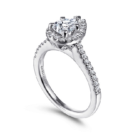 14K White Gold Gabriel PAIGE Engagement Ring w/Diams=.34ctw SI2 G-H for a 7x5mm Pear Center Stone (not included) Size 6.5 #ER5828W44JJ (S1207797)