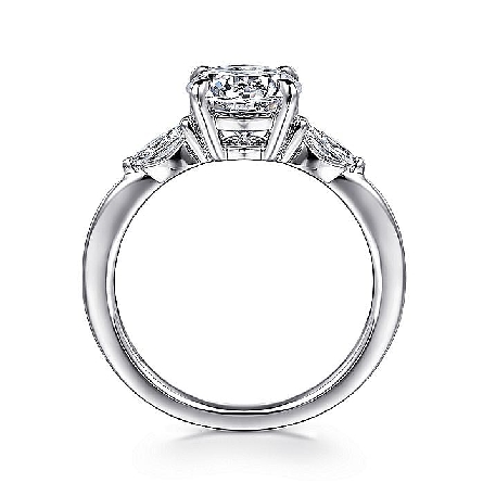 14K White Gold Gabriel DELA 4Prong Head Engagement Ring Semi Mounting w/2Marquise Diams=.21ctw VS2 G-H for a 1.5ct Round Center Stone (not included) Size 6.5 #ER16198R6W43JJ (S1754961)