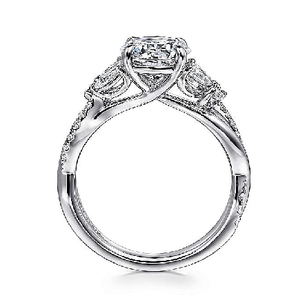 14K White Gold Gabriel DEISHA Engagement Ring Semi Mounting  w/Marquise Diams=.28ctw VS2 G-H and Round Diams=.13ctw SI2 G-H for 1.5ct Round Center (center stone not included) Size 6.5 #ER16196R6W44JJ (S1751081)