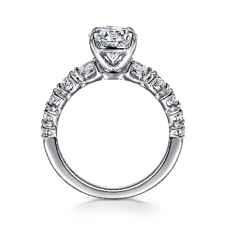 14K White Gold Gabriel Graduated 3Prong Semi Mounting for 1.75ct Round Center Stone (not included) w/Diamonds=.74ctw SI2 G-H Size6.5 #ER16494R6W44JJ (S1885283)