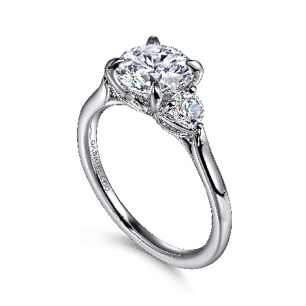 14K White Gold Gabriel 3Stone Semi Mounting for 1.75ct Round Center Stone (not included) w/Diamonds=.31ctw SI2 G-H Size6.5 #ER16484R6W44JJ (S1885275)