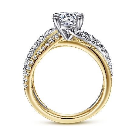 14K Yellow and White Gold Gabriel 3Row Bypass Engagement Ring Semi Mounting for 1.75ct Center Stone (not included) w/Diamonds=.76ctw SI2 G-H Size 6.5 #ER12337R6M44JJ (S1885265)