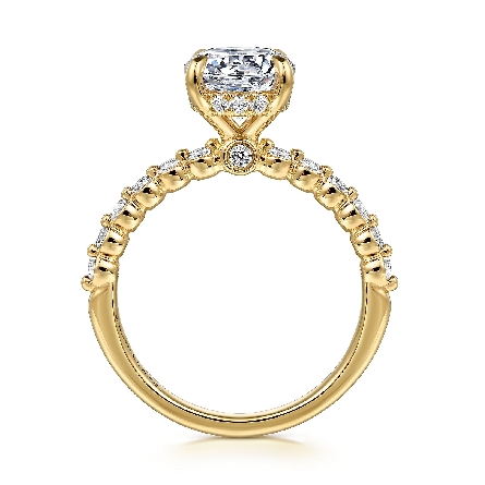 14K Yellow Gold Gabriel Single Prong Engagement Ring Semi Mouting for 1.75ct Center Stone (not included) w/Diamonds=.38ctw SI2 G-H Size 6.5 #ER16493R6Y44JJ (S1885274)