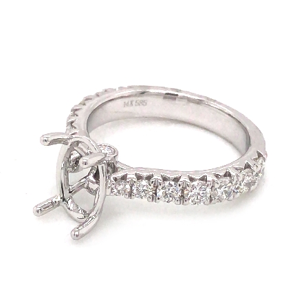 18K White Gold 4Prong Head Engagement Ring Semi Mounting w/16Diams=1.06ctw VS G-H for a 2ct Oval Center Stone (not included) Size 6.5 #R11-145364