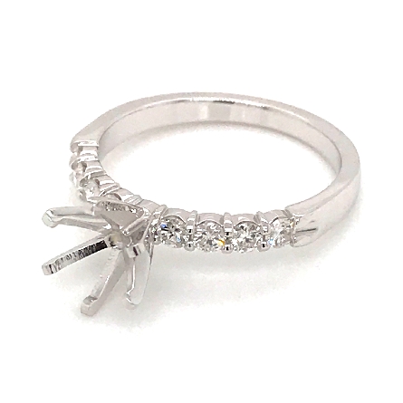 14K White Gold Shared Prong Engagement Ring Semi Mounting w/8Diams=.71ctw SI1 G-H for a 1ct Round Center Stone Size 6.5 #ARPSOP