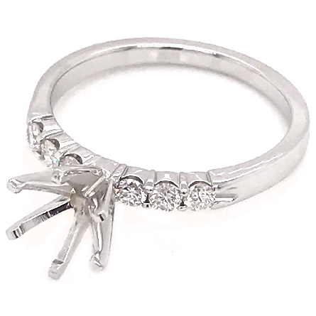 14K White Gold Shared Prong Engagement Ring Semi Mounting w/6Diams=.29ctw SI H-I for 1ct 6Prong Round Center Stone Size 6.5 #ARPSOP