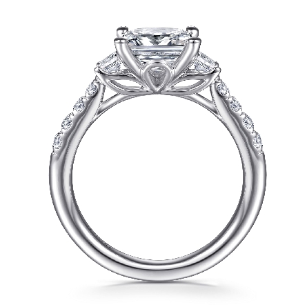14K White Gold Gabriel Alternating Engagement Ring Semi Mounting for a 1.50ct Round Center (not included) w/Diams=.15ctw SI2 G-H and Sapphires=.39ctw Size6.5 #ER16673R8W44SA (S2118765)