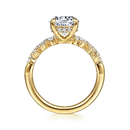 14K Yellow Gold Gabriel 4 Prong Offset Shank Engagement Ring Semi Mounting for a 2ct Center Stone (not included) w/Diams=.46ctw SI2 G-H Size6.5 #ER16665R8Y44JJ (S2118768)