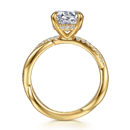 14K Yellow Gold Gabriel 4 Prong Twisted Shank Engagement Ring Semi Mounting for a 2ct Center Stone (not included) w/Diams=.24ctw SI2 G-H Size6.5 #ER16669R8Y44JJ (S2118772)