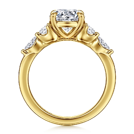 14K Yellow Gold Gabriel 5Stone Engagement Ring Semi Mounting for a 2ct Round Center (not included) w/Marquise Diams=.17ctw VS2 G-H and Round Diams=.25ctw SI2 G-H Size6.5 #ER16406R8Y4JJJ (S2118763)