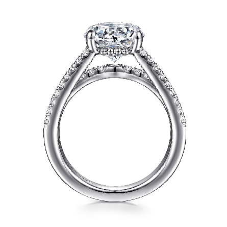 14K White Gold Gabriel 3 Row Engagement Ring Semi Mounting for 2.25ct Round Center (not included) w/Diams=.52ctw SI2 G-H Size6.5 #ER16682R8W44JJ (S2118764)