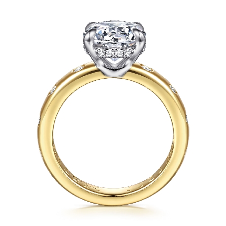 14K Yellow and White Gold Burnish Set Underhalo Engagement Ring Semi Mounting for 2ct Center Stone (not included) w/Diams=.20ctw SI2 G-H Size6.5 #ER16898R8M44JJ (S2191095)