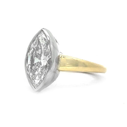 14K Yellow and White Gold Bezel Engagement Ring w/1 Marquise Diamond=3.01ct SI2 I GIA#2235585135 #127187