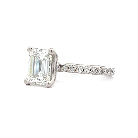 14K White Gold Engagement Ring w/1 Emerald Cut Diamond=1.51ct VS1 H GIA#2181089328 and Diams=.37ctw SI G-H Size5 (no reorder)