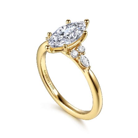 14K Yellow Gold Gabriel 6Prong Marquise Shape Engagement Ring Semi Mounting for 1.25ct Marquise Center (not included) w/Marquise Diams=.10ctw VS2 G-H and Diams=.09ctw SI2 G-H Size6.5 #ER16855M5Y44JJ (S2285850)