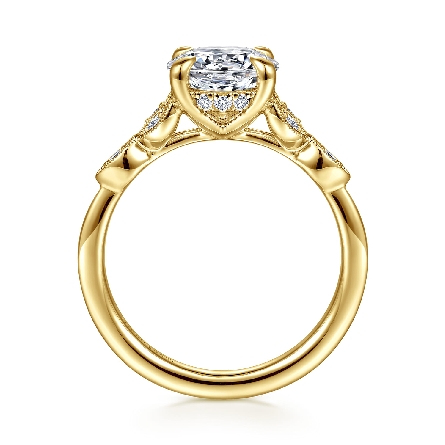 14K Yellow Gold Gabriel Milgrain Leaf Design Engagement Ring Semi Mounting w/Diams=.15ctw SI2 G-H Size6.5 #ER16895R8Y44JJ (S2285848)